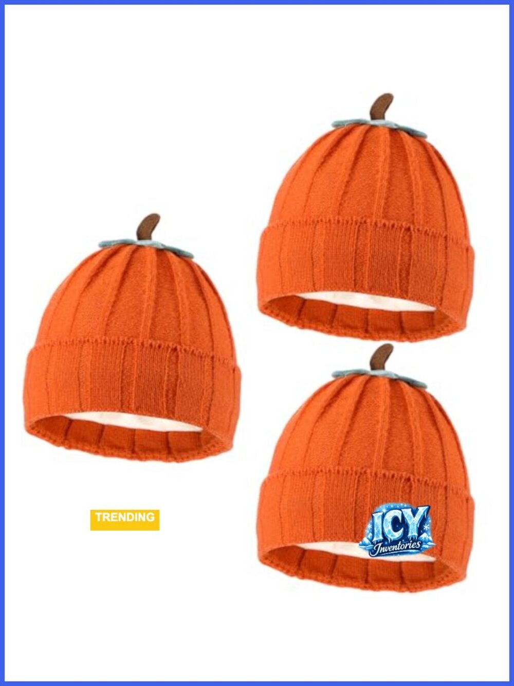 Pumpkin Knitted Beanie Hat Set 3 Pcs Adult Halloween Costume Warm Caps